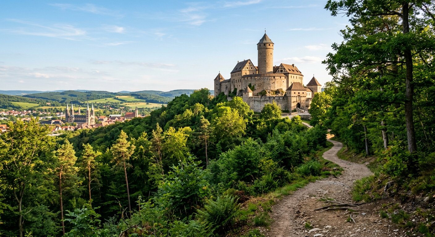 The Altenburg castle on a wooded hill above Bamberg